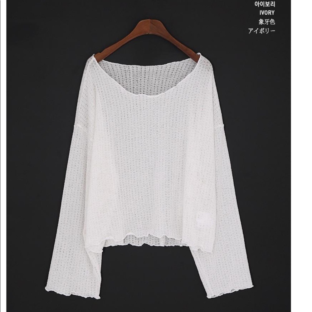 Ivory off shoulder knit top